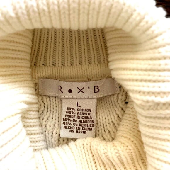 RXB Turtleneck Sweater Cable-Knit L White 62F - Picture 6 of 7